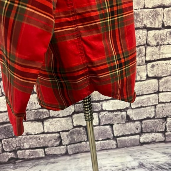 Lauren Ralph Lauren Red & Green Plaid Long Sleeve Top Size PM - Picture 10 of 11
